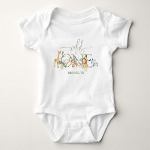 Whimsical Jungle Animals Wild One 1st Birthday  Baby Bodysuit