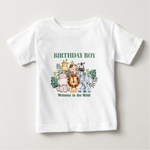 Whimsical Jungle Safari Animal Birthday Baby T-Shirt