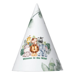 Whimsical Jungle Safari Animal Birthday Party Hat