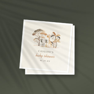 Whimsical Jungle Safari Animals Boy Baby Shower Napkin