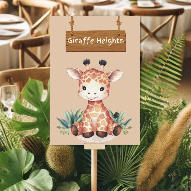 Whimsical Jungle Safari Giraffe Table Sign Number (Creator Uploaded)