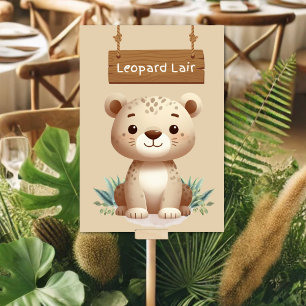 Whimsical Jungle Safari Leopard Table Sign Number