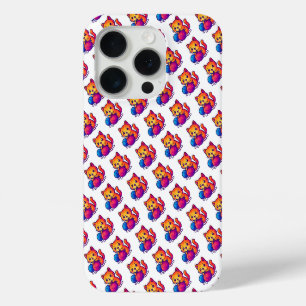 Whimsical Kawaii Cat Knitting Scene with Oversized iPhone 15 Pro Case