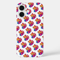 Whimsical Kawaii Cat Knitting Scene with Oversized