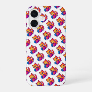 Whimsical Kawaii Cat Knitting Scene with Oversized iPhone 16 Case