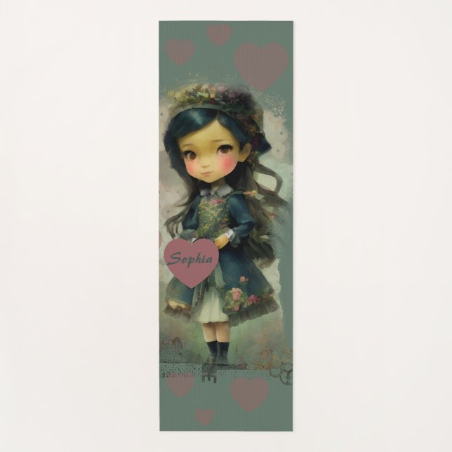Whimsical Kawaii Fairy Tale Girl Yoga Mat (Front)