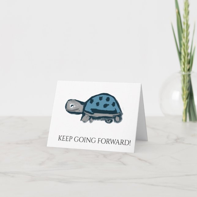 Whimsical "Keep Going Forward" Turtle Thank You Card (Front)