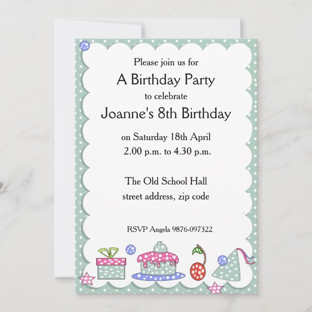 Whimsical Kid Birthday Invitation (Front)