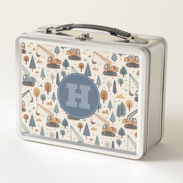 Whimsical Kids Construction Metal Lunchbox (Front)