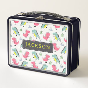 Whimsical Kids Dinosaurs Metal Lunchbox