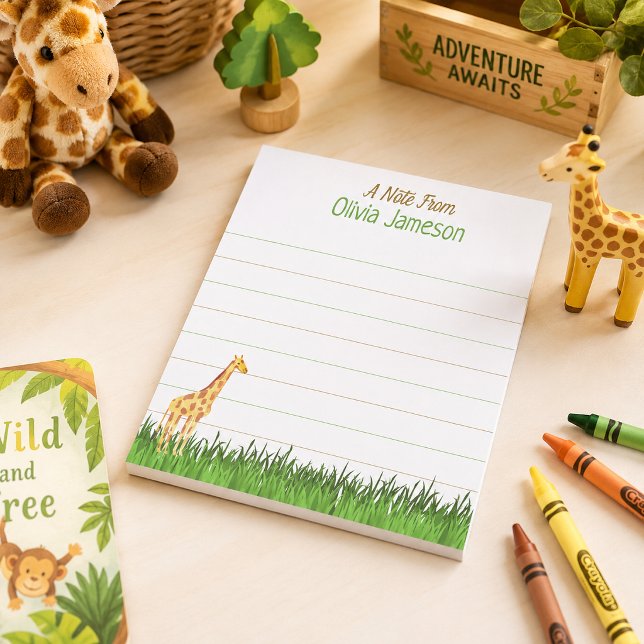 Whimsical Kid's Name GIRAFFE Lined  Notepad (Creator Uploaded)