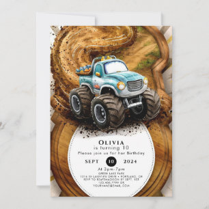 Whimsical Kids' Road Monster Truck Birthday Invitation