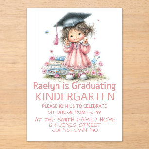 Whimsical Kindergarten Graduation Celebration Acrylic Invitations