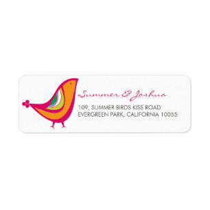 Whimsical Kissing Summer Love Birds Return Address Label