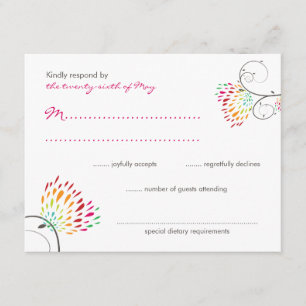 Whimsical Kissing Summer Love Birds Wedding RSVP Card
