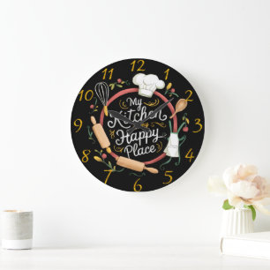 Whimsical Kitchen Haven Embroidery Design Large Clock
