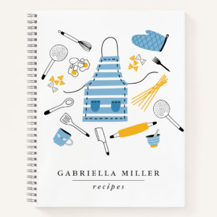 Whimsical Kitchen Tools Personalized Recipe Notebo Notebook