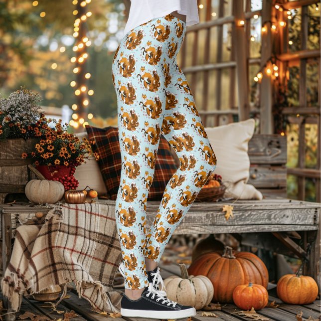 Whimsical Kitsune Fox Blue Cherry Blossoms Fantasy Leggings (Creator Uploaded)