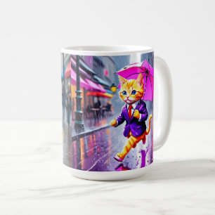Whimsical Kitten Rain Run Classic Mug