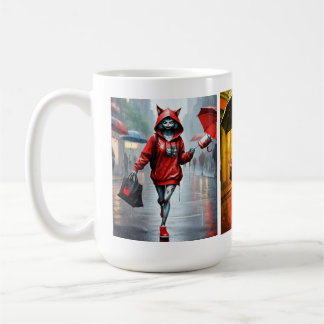 Whimsical Kitten Rain Run Classic Mug