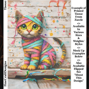 Whimsical Kitten, Ribbons & Glitter ED3L Decoupage Tissue Paper