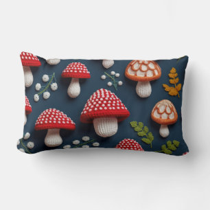 Whimsical Knitted Mushroom Lumbar Cushion