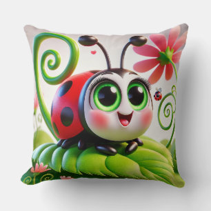 🐞 Whimsical Ladybug Character Art For Kids Room Cushion