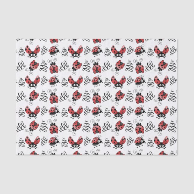 Whimsical Ladybugs and Squiggles Tissue Paper (Front)