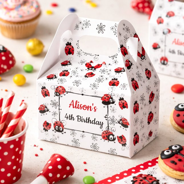 Whimsical Ladybugs Birthday Favour Box (Creator Uploaded)