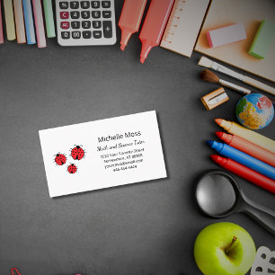 Whimsical Ladybugs Illustration Cute Tutor Business Card