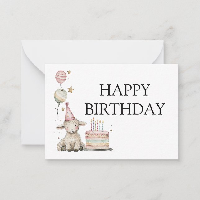 Whimsical Lamb Birthday Celebration Birthday Card (Front)