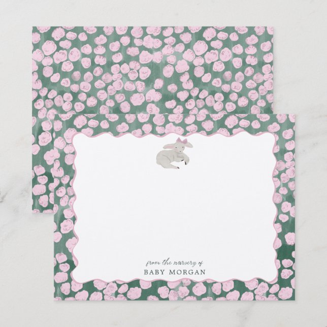 Whimsical Lamb Nursery Note Card (Front/Back)