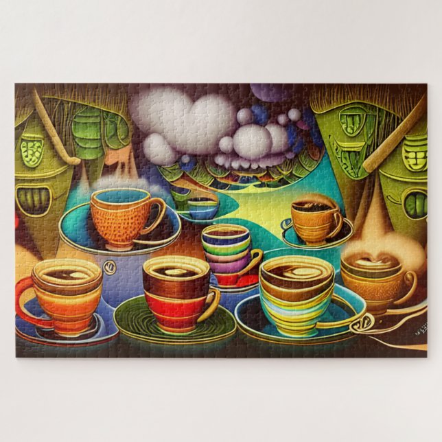 Whimsical Land of Coffee Cups   Jigsaw Puzzle (Horizontal)
