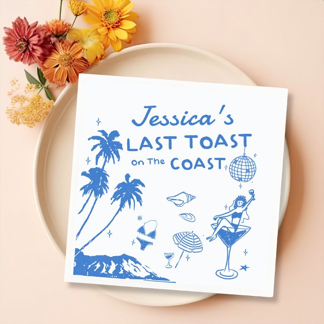 Whimsical Last Toast Coast Beach Bachelorette Napkin (Creator Uploaded)