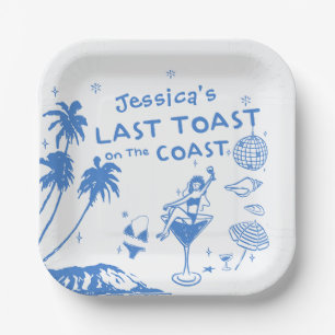 Whimsical Last Toast Coast Beach Bachelorette Paper Plate