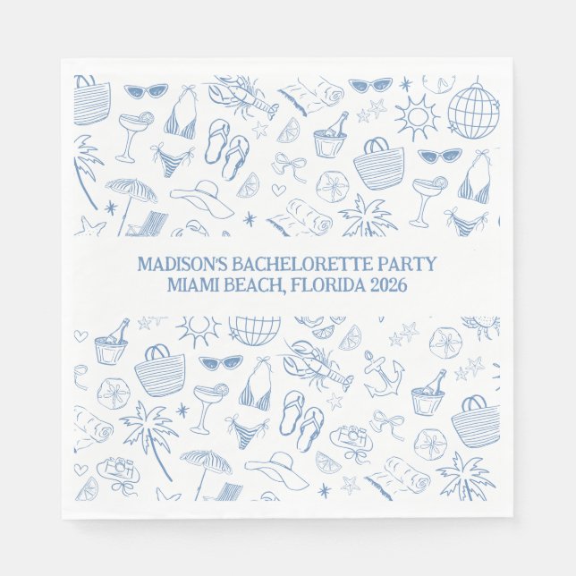 Whimsical Last Toast On The Coast Blue Napkin (Front)