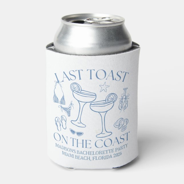 Whimsical Last Toast On The Coast Can Cooler (Can Front)