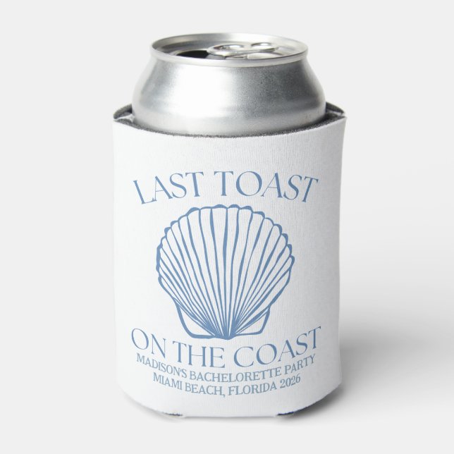 Whimsical Last Toast On The Coast Can Cooler (Can Front)