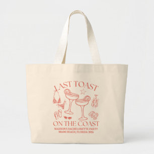 Whimsical Last Toast On The Coast Coral Large Tote Bag