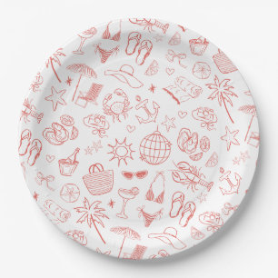 Whimsical Last Toast On The Coast Coral Paper Plate