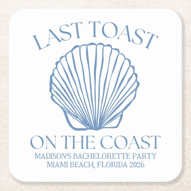 Whimsical Last Toast On The Coast Square Paper Coaster (Front)