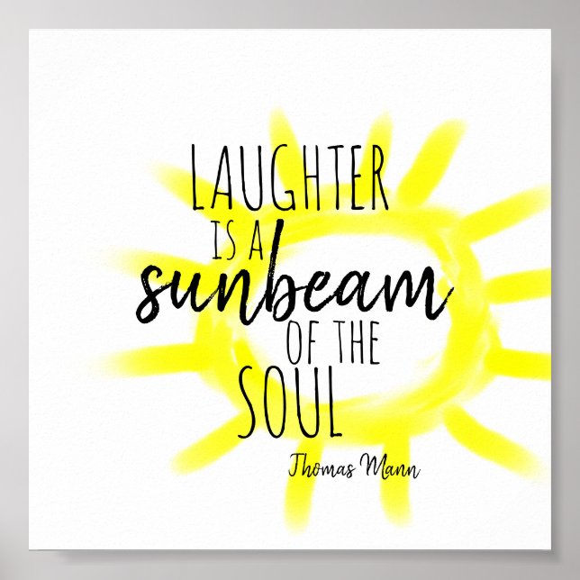 whimsical laughter quote yellow on white poster (Front)