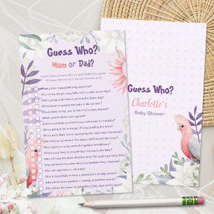 Whimsical Lavender Floral Bird Baby Shower Game