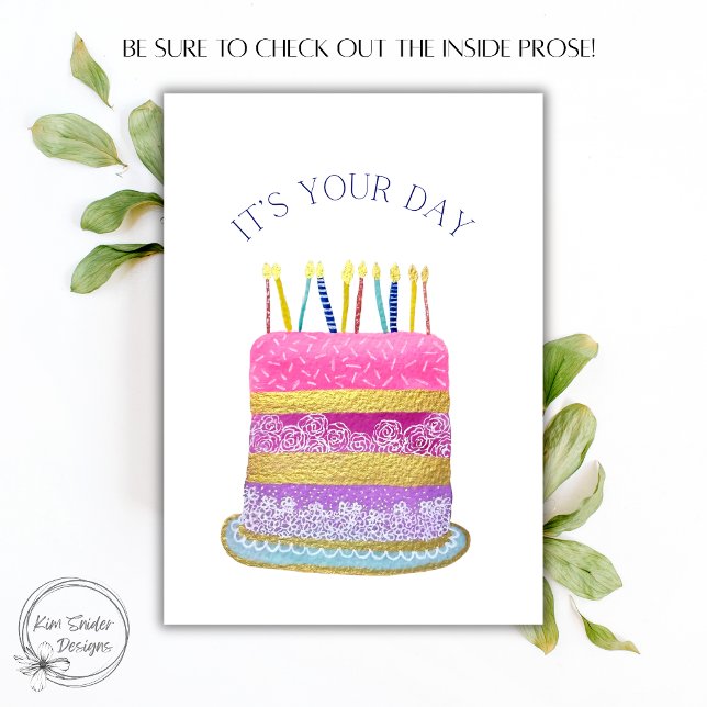 Whimsical Layered Cake with Candles Birthday Card (Creator Uploaded)