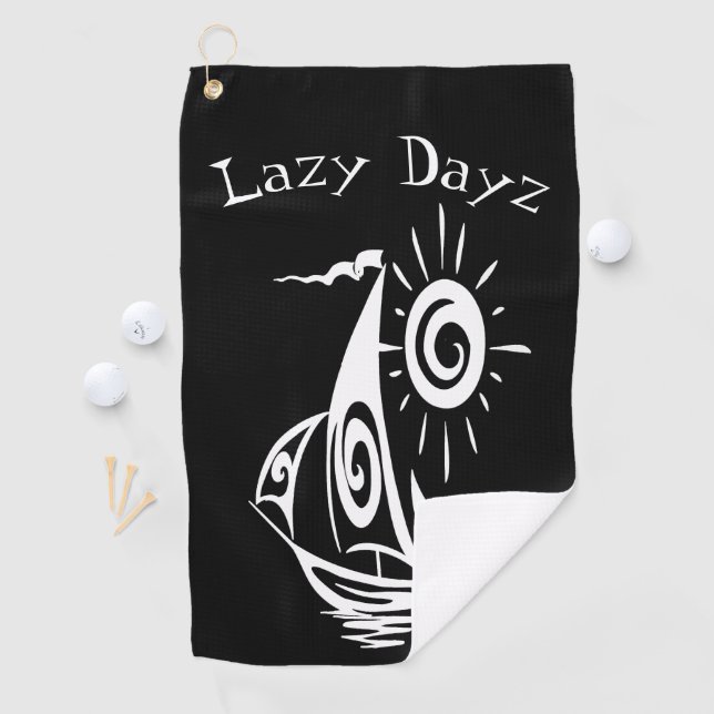 Whimsical Lazy Sailboat Golf Towel (InSitu)