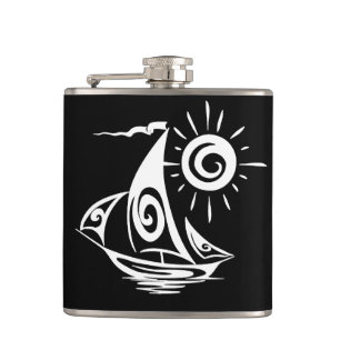 Whimsical Lazy Sailboat Hip Flask