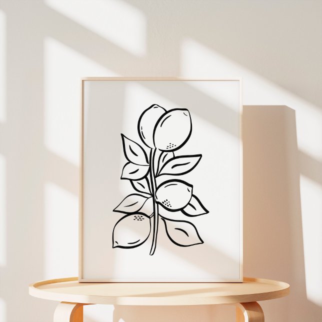Whimsical Lemon Branch Illustration Art Poster (Creator Uploaded)