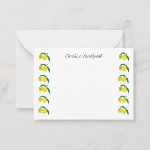 Whimsical Lemon Fruit Border Custom Name Card