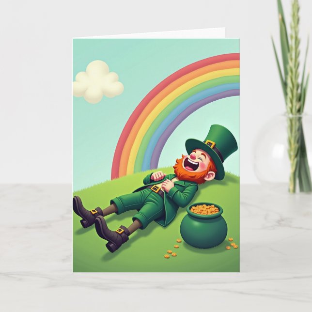 Whimsical Leprechaun Luck Card (Front)