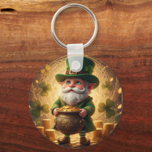 Whimsical Leprechaun Pot of Gold Keychain